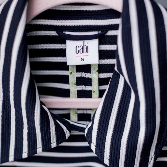 CAbi Maritime Trench Coat - Navy & White Stripe - Knit - Size Medium - Picture 10 of 13